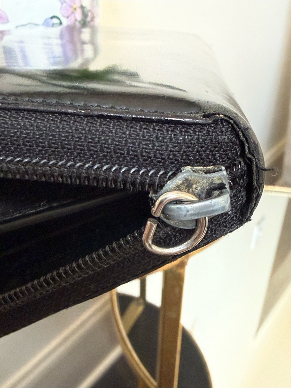Prada Black Spazzolato Patent Leather Continental Zip Wallet Vintage - Picture 6 of 10